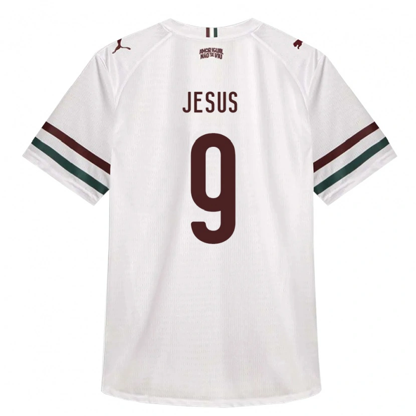 Danxen Bambino Maglia Kauan Jesus #9 Bianco Verde Borgogna Kit Gara Away 2026/27 Maglietta