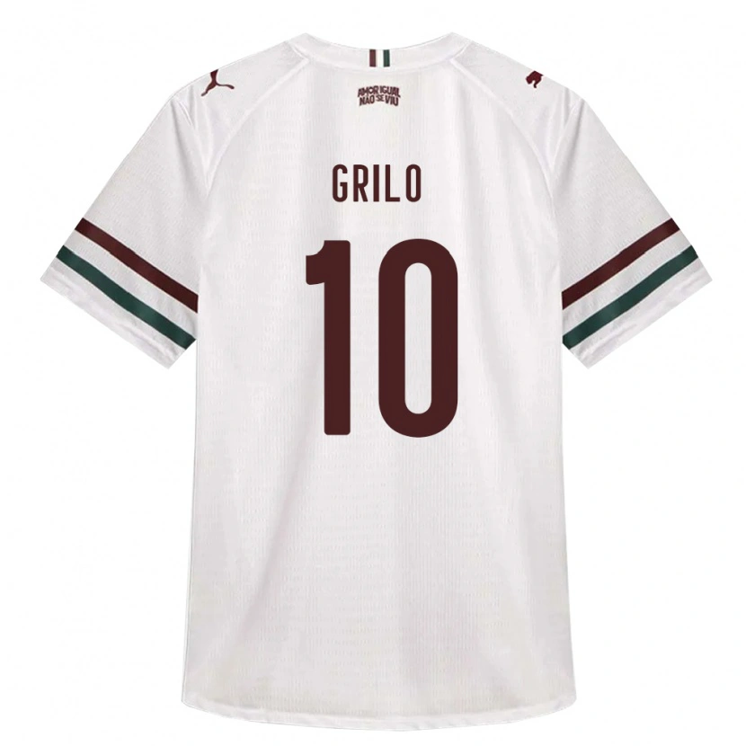 Danxen Bambino Maglia João Grilo #10 Bianco Verde Borgogna Kit Gara Away 2026/27 Maglietta