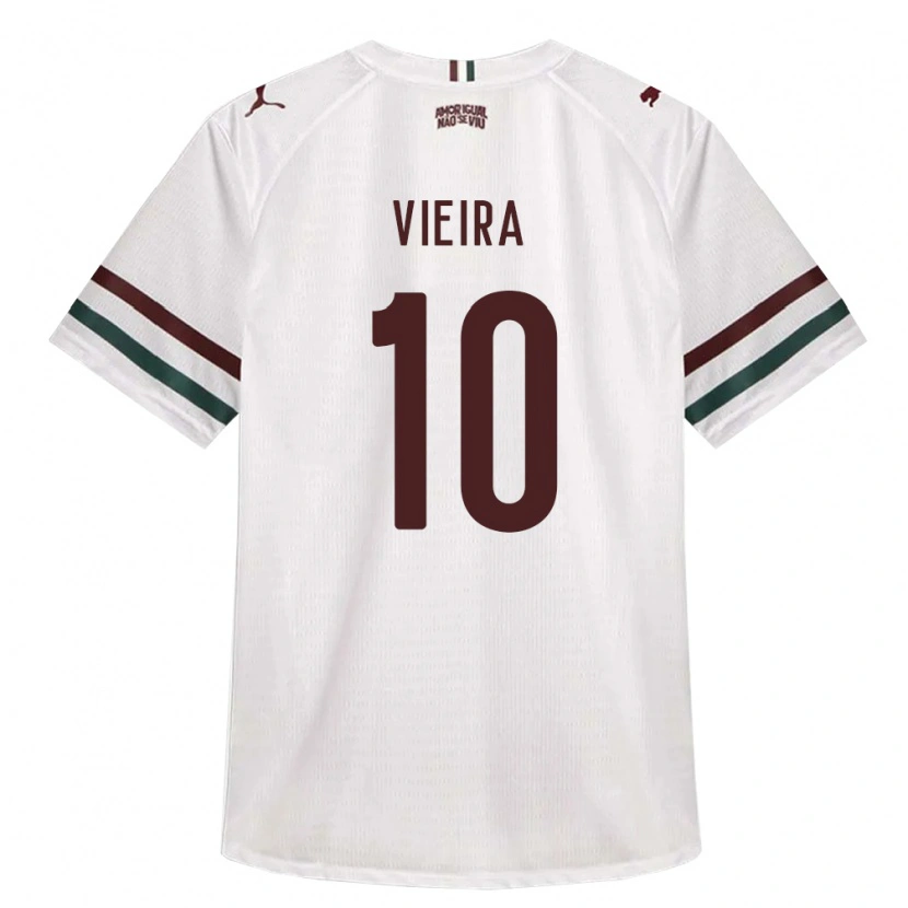 Danxen Bambino Maglia Gabriel Vieira #10 Bianco Verde Borgogna Kit Gara Away 2026/27 Maglietta