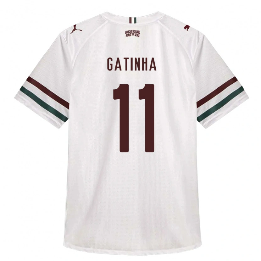 Danxen Bambino Maglia Zé Gatinha #11 Bianco Verde Borgogna Kit Gara Away 2026/27 Maglietta