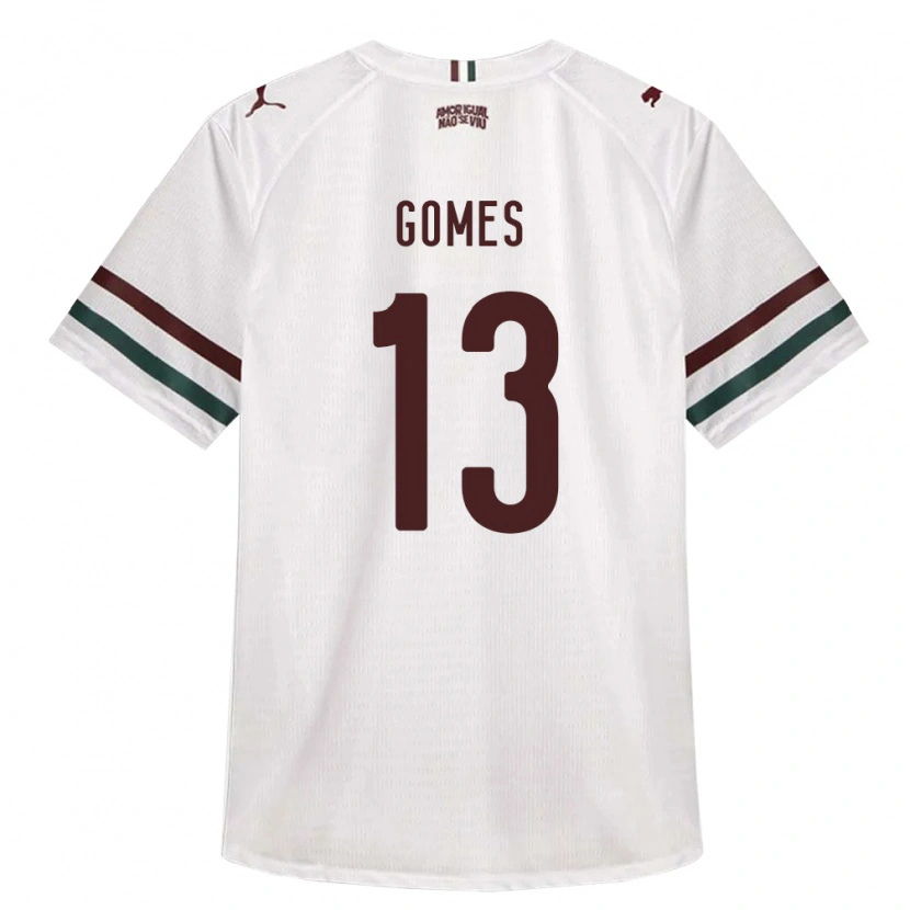 Danxen Bambino Maglia Rodrigo Gomes #13 Bianco Verde Borgogna Kit Gara Away 2026/27 Maglietta