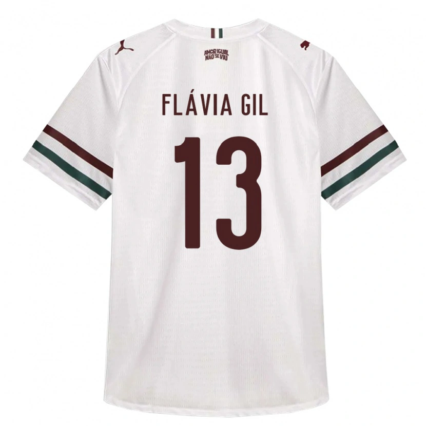 Danxen Bambino Maglia Flávia Gil #13 Bianco Verde Borgogna Kit Gara Away 2026/27 Maglietta