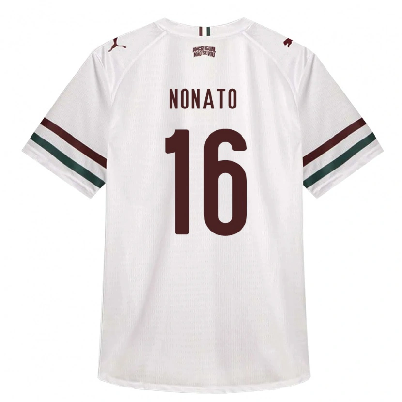 Danxen Bambino Maglia Gustavo Nonato Santana #16 Bianco Verde Borgogna Kit Gara Away 2026/27 Maglietta