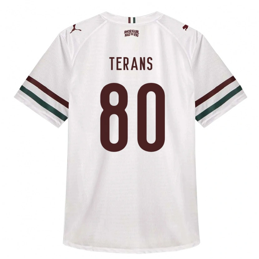 Danxen Bambino Maglia David Terans #80 Bianco Verde Borgogna Kit Gara Away 2026/27 Maglietta