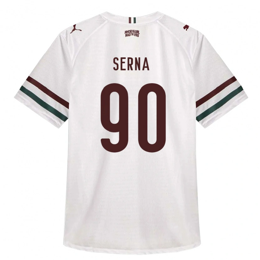 Danxen Bambino Maglia Kevin Serna #90 Bianco Verde Borgogna Kit Gara Away 2026/27 Maglietta