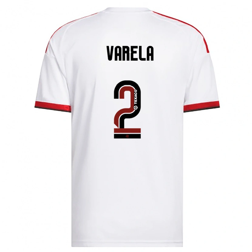 Danxen Bambino Maglia Guillermo Varela #2 Bianco Rosso Nero Kit Gara Away 2026/27 Maglietta