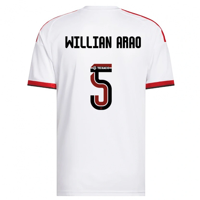 Danxen Bambino Maglia Willian Arao #5 Bianco Rosso Nero Kit Gara Away 2026/27 Maglietta
