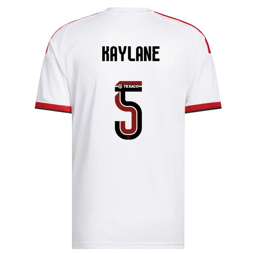 Danxen Bambino Maglia Kaylane #5 Bianco Rosso Nero Kit Gara Away 2026/27 Maglietta