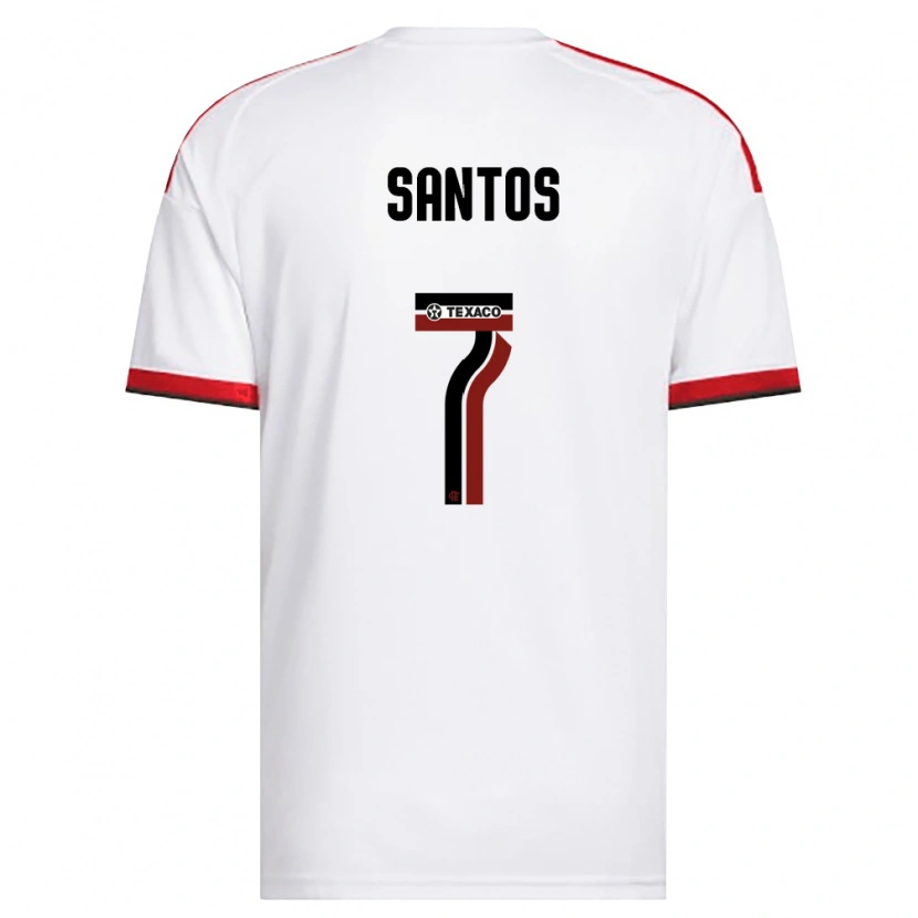 Danxen Bambino Maglia Alan Santos #7 Bianco Rosso Nero Kit Gara Away 2026/27 Maglietta