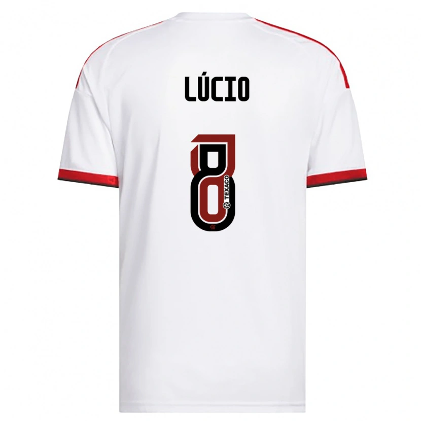 Danxen Bambino Maglia Pablo Lúcio #8 Bianco Rosso Nero Kit Gara Away 2026/27 Maglietta