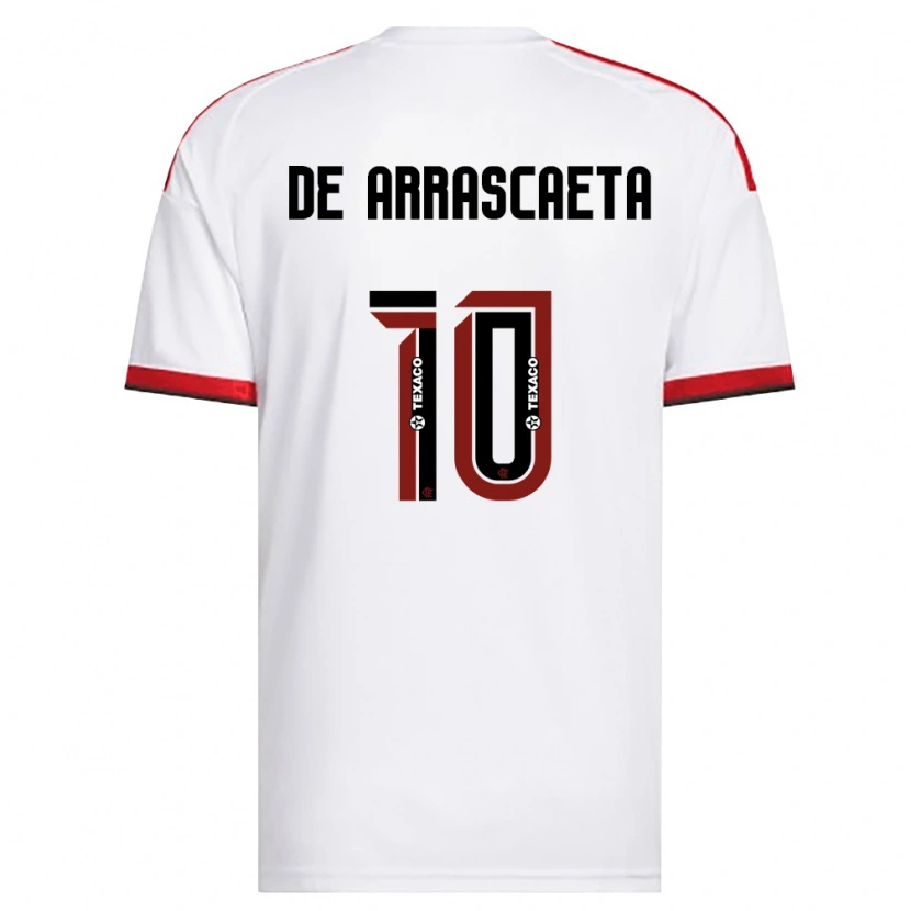 Danxen Bambino Maglia Giorgian De Arrascaeta #10 Bianco Rosso Nero Kit Gara Away 2026/27 Maglietta