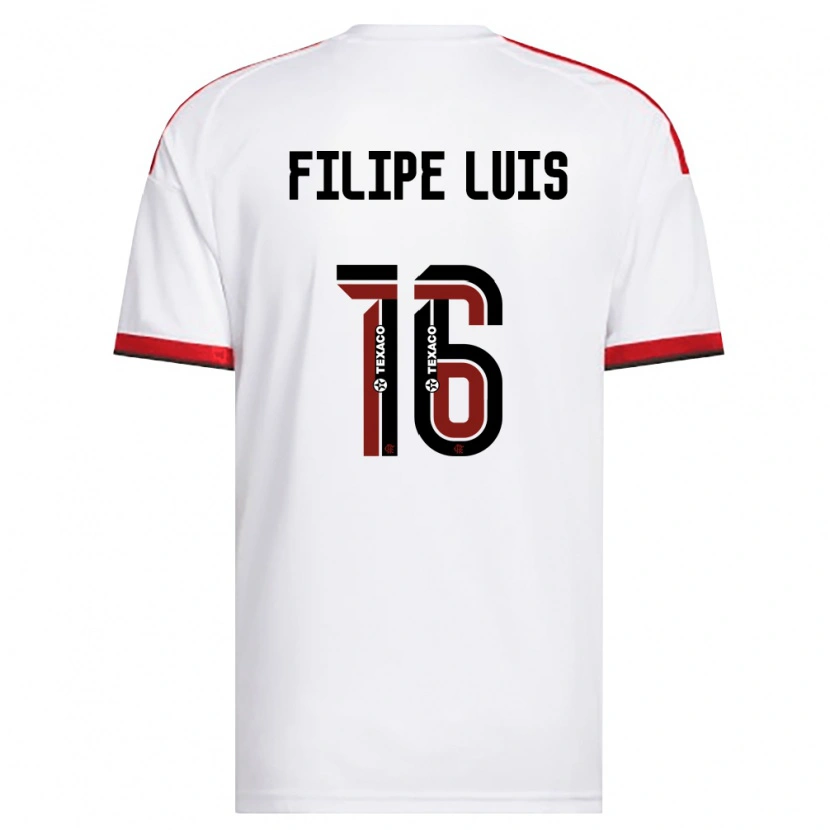 Danxen Bambino Maglia Filipe Luis #16 Bianco Rosso Nero Kit Gara Away 2026/27 Maglietta