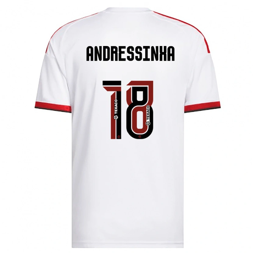 Danxen Bambino Maglia Andressinha #18 Bianco Rosso Nero Kit Gara Away 2026/27 Maglietta