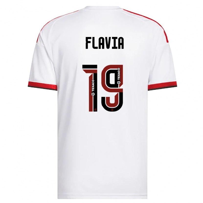 Danxen Bambino Maglia Flavia #19 Bianco Rosso Nero Kit Gara Away 2026/27 Maglietta