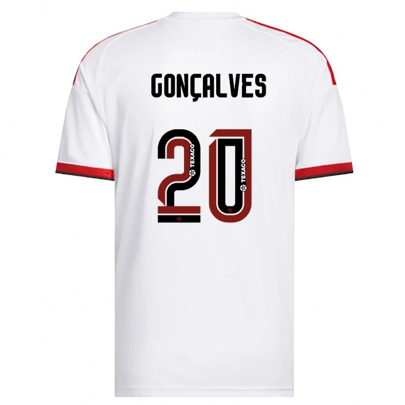 Danxen Bambino Maglia Matheus Gonçalves #20 Bianco Rosso Nero Kit Gara Away 2026/27 Maglietta