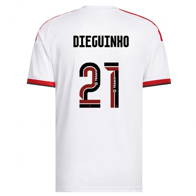 Danxen Bambino Maglia Diego Guimarães Das Neves #21 Bianco Rosso Nero Kit Gara Away 2026/27 Maglietta