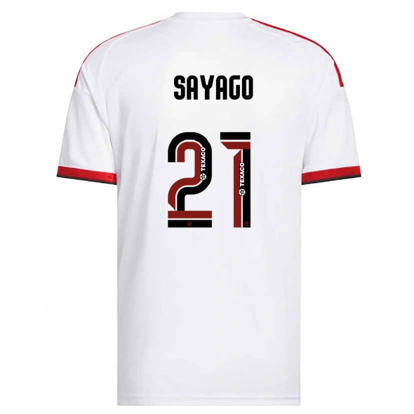 Danxen Bambino Maglia Juan Sayago #21 Bianco Rosso Nero Kit Gara Away 2026/27 Maglietta