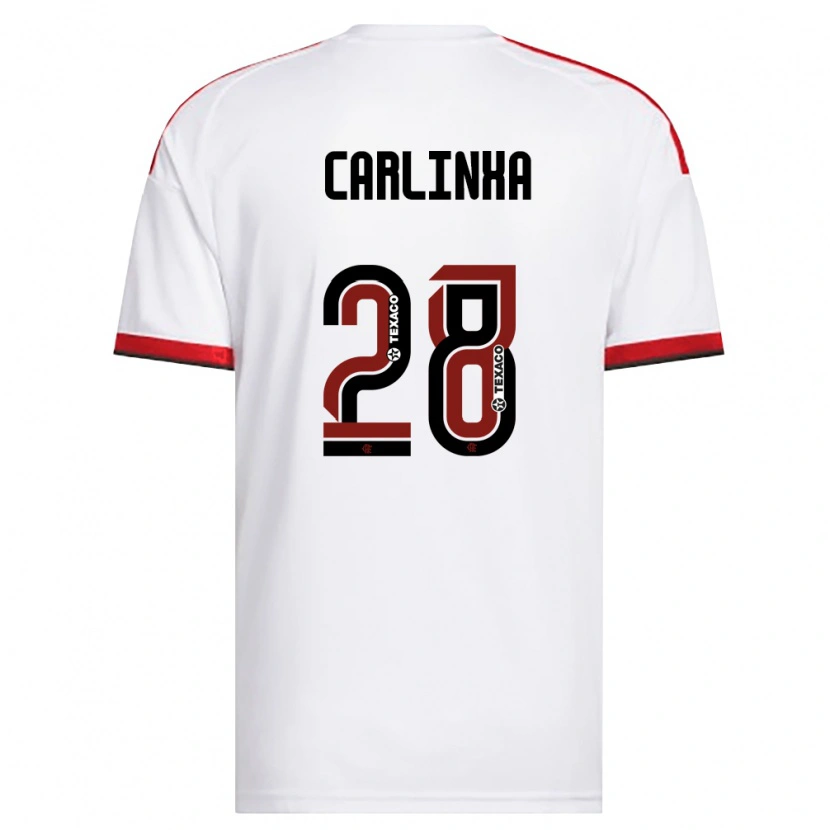 Danxen Bambino Maglia Carlinha #28 Bianco Rosso Nero Kit Gara Away 2026/27 Maglietta