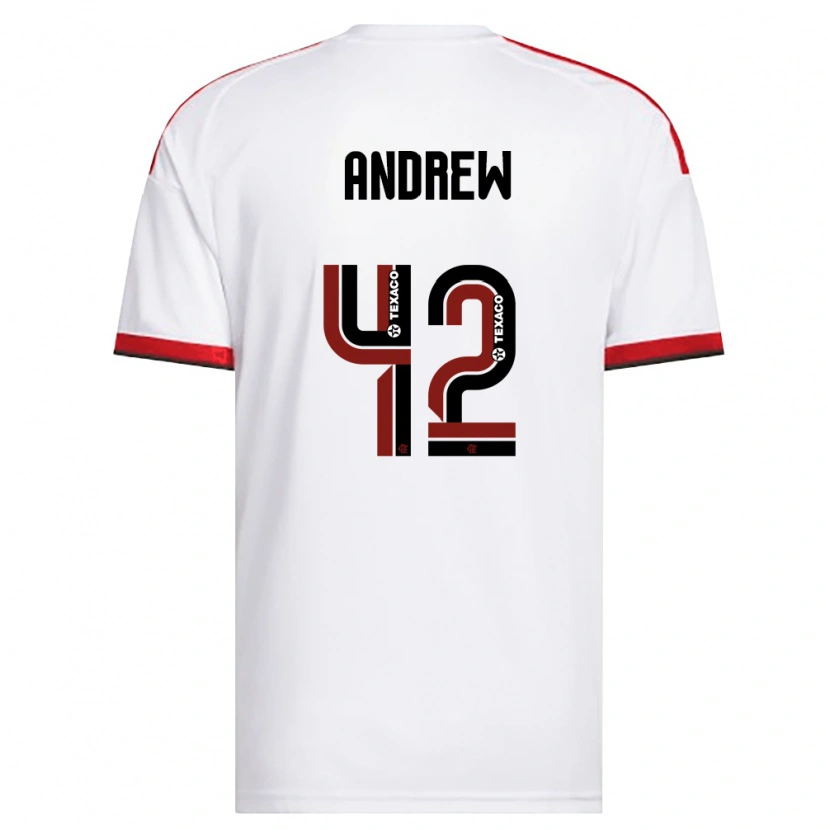 Danxen Bambino Maglia Andrew Da Silva Ventura #42 Bianco Rosso Nero Kit Gara Away 2026/27 Maglietta