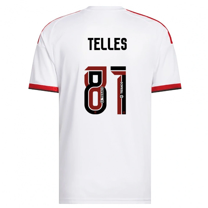 Danxen Bambino Maglia Douglas Telles #81 Bianco Rosso Nero Kit Gara Away 2026/27 Maglietta