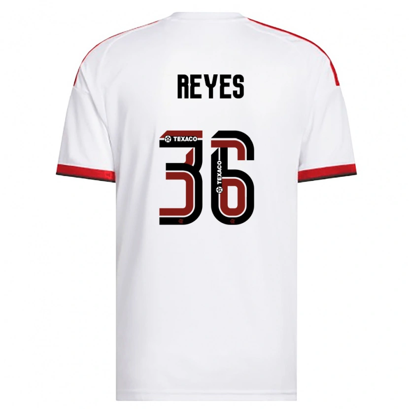 Danxen Bambino Maglia Diego Reyes Costilla #36 Bianco Rosso Nero Kit Gara Away 2026/27 Maglietta