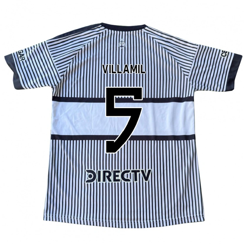 Danxen Bambino Maglia Martín Villamil #5 Bianco Giallo Nero Kit Gara Away 2026/27 Maglietta