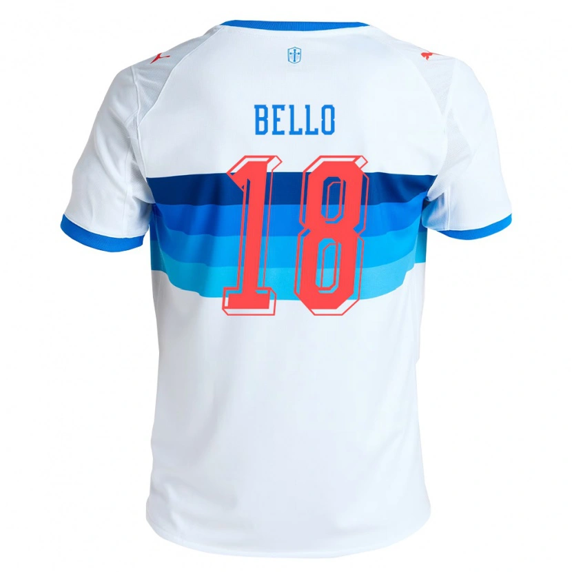 Danxen Uomo Maglia Eduard Bello #18 Bianco Azzurro Kit Gara Home 2026/27 Maglietta