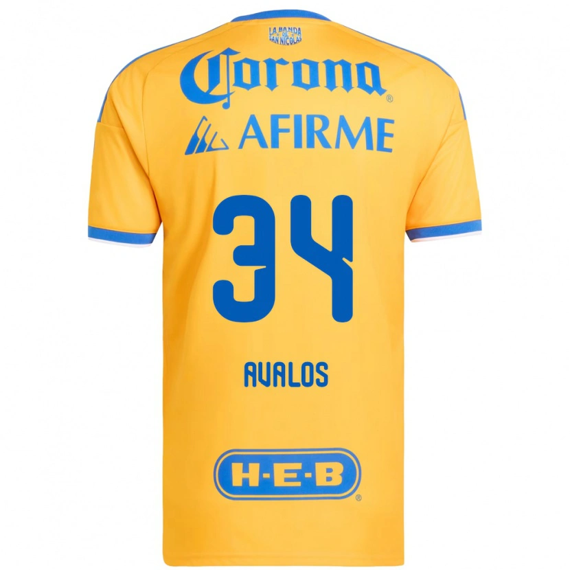 Danxen Uomo Maglia Erick Avalos #34 Giallo Blu Kit Gara Home 2026/27 Maglietta