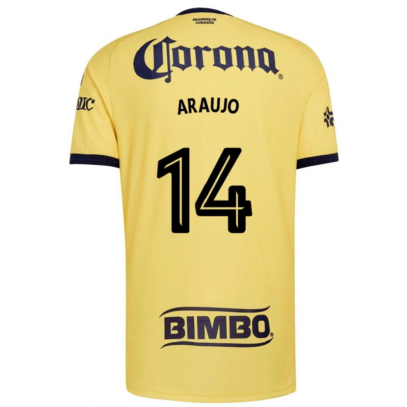 Danxen Uomo Maglia Nestor Araujo #14 Giallo Rosso Nero Kit Gara Home 2026/27 Maglietta