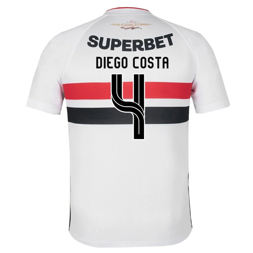 Danxen Uomo Maglia Diego Costa #4 Bianco Rosso Nero Kit Gara Home 2026/27 Maglietta
