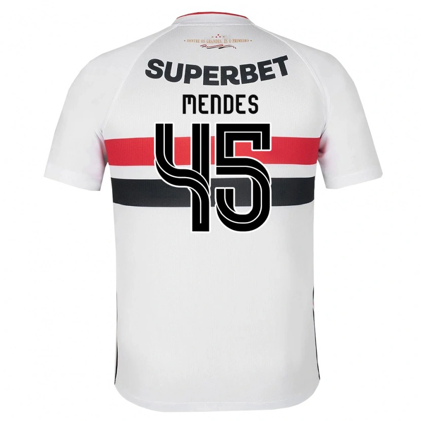 Danxen Uomo Maglia Nathan Mendes #45 Bianco Rosso Nero Kit Gara Home 2026/27 Maglietta