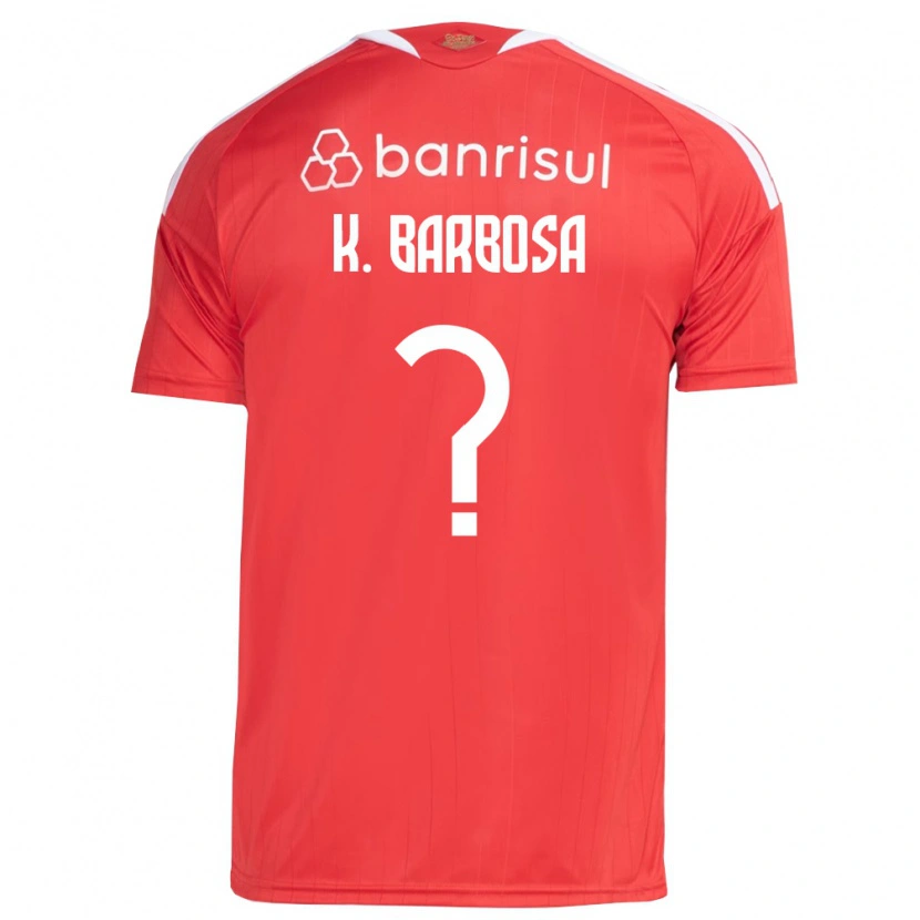 Danxen Uomo Maglia Kauã Barbosa #0 Rosso Bianco Kit Gara Home 2026/27 Maglietta