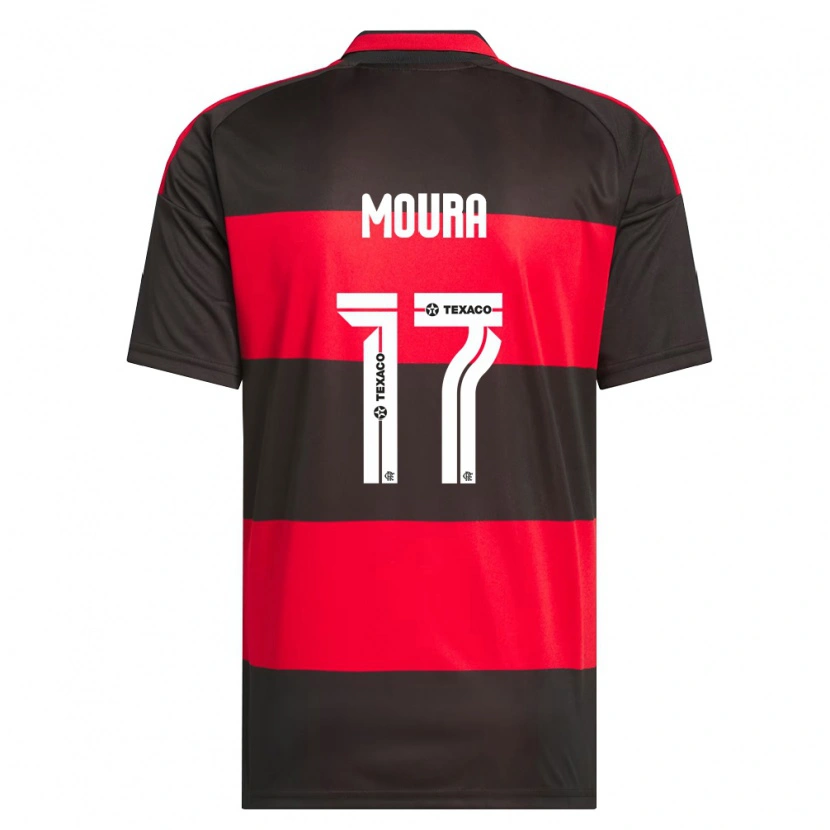 Danxen Uomo Maglia Hugo Moura #17 Rosso Nero Bianco Kit Gara Home 2026/27 Maglietta