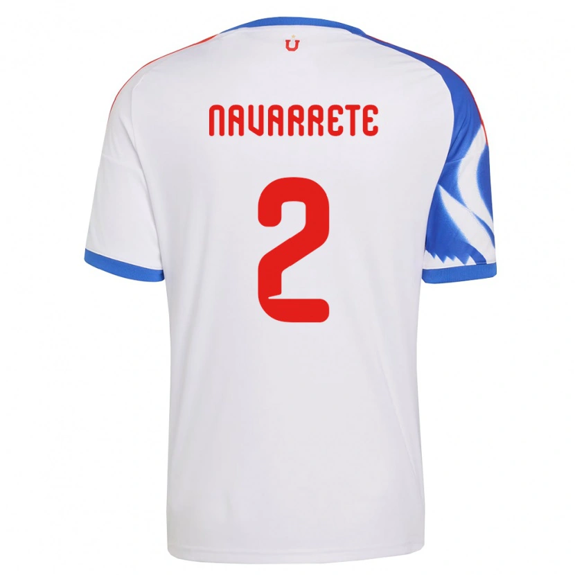 Danxen Uomo Maglia Daniel Navarrete #2 Bianco Blu Navy Kit Gara Away 2026/27 Maglietta