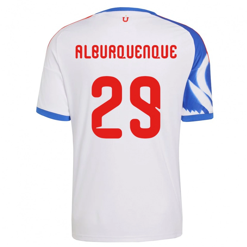 Danxen Uomo Maglia José Alburquenque #29 Bianco Blu Navy Kit Gara Away 2026/27 Maglietta