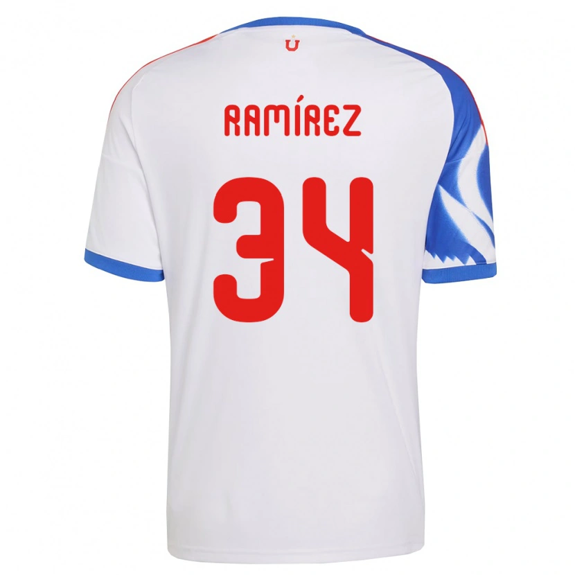Danxen Uomo Maglia Vicente Ramírez #34 Bianco Blu Navy Kit Gara Away 2026/27 Maglietta