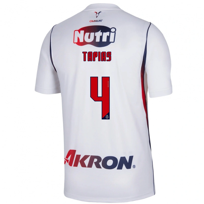 Danxen Uomo Maglia Miguel Tapias #4 Bianco Rosso Blu Navy Kit Gara Away 2026/27 Maglietta