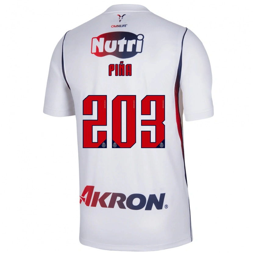 Danxen Uomo Maglia Fernando Piña #203 Bianco Rosso Blu Navy Kit Gara Away 2026/27 Maglietta