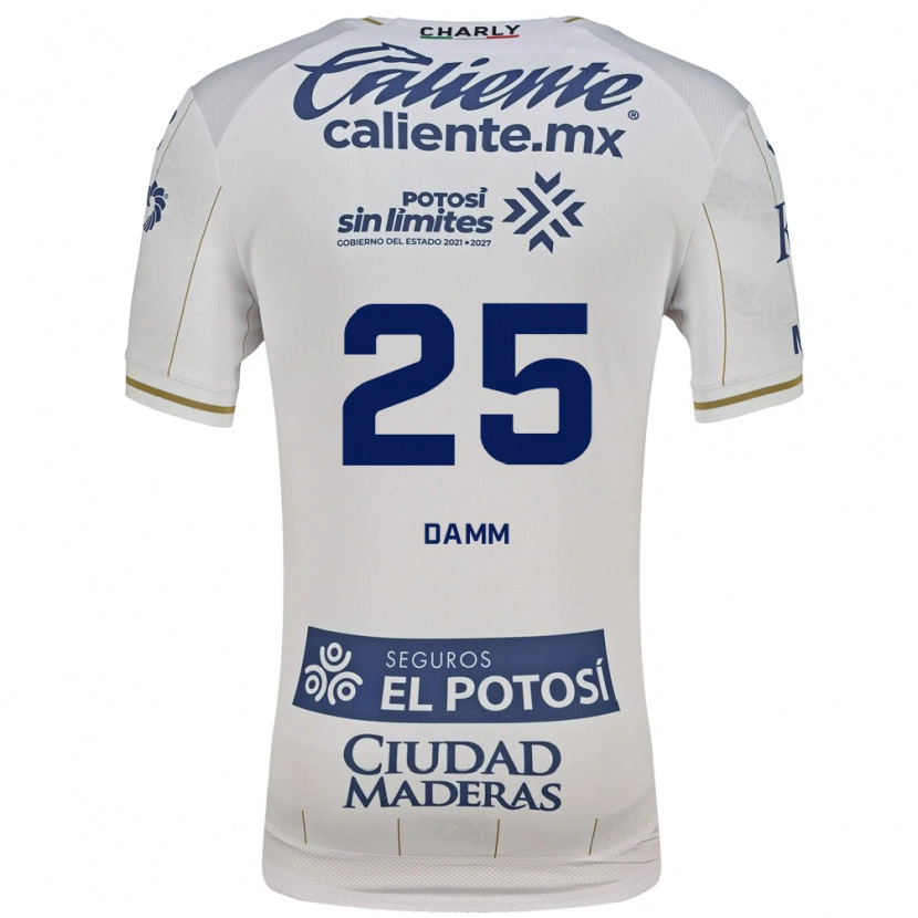 Danxen Uomo Maglia Jürgen Damm #25 Bianco Blu Kit Gara Away 2026/27 Maglietta