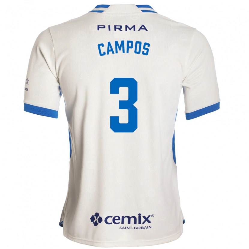 Danxen Uomo Maglia Omar Campos #3 Bianco Blu Rosso Kit Gara Away 2026/27 Maglietta