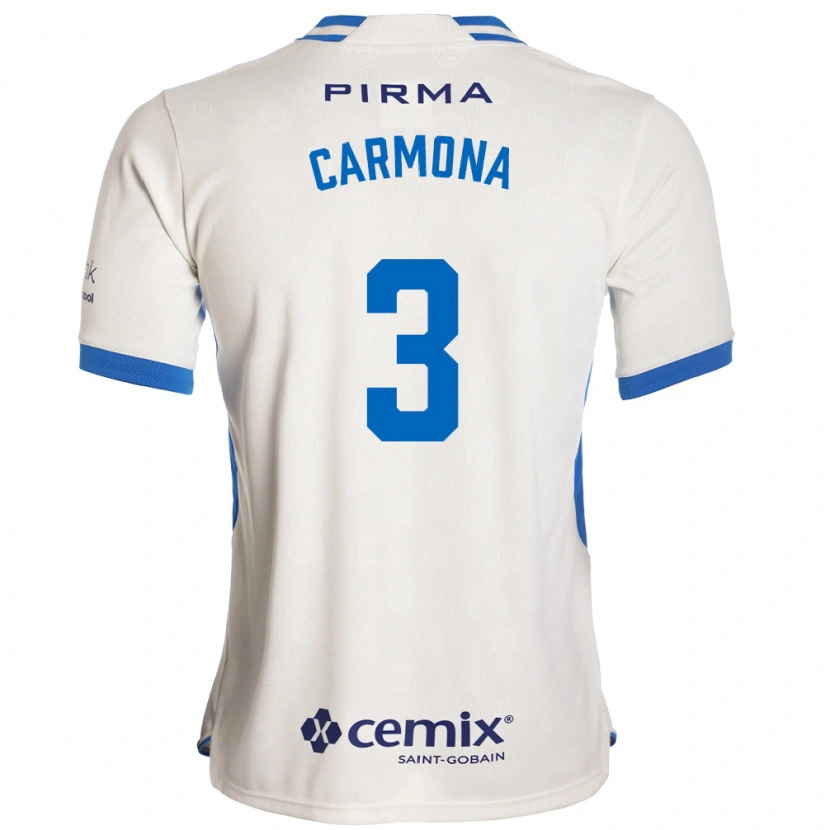 Danxen Uomo Maglia Edith Carmona #3 Bianco Blu Rosso Kit Gara Away 2026/27 Maglietta