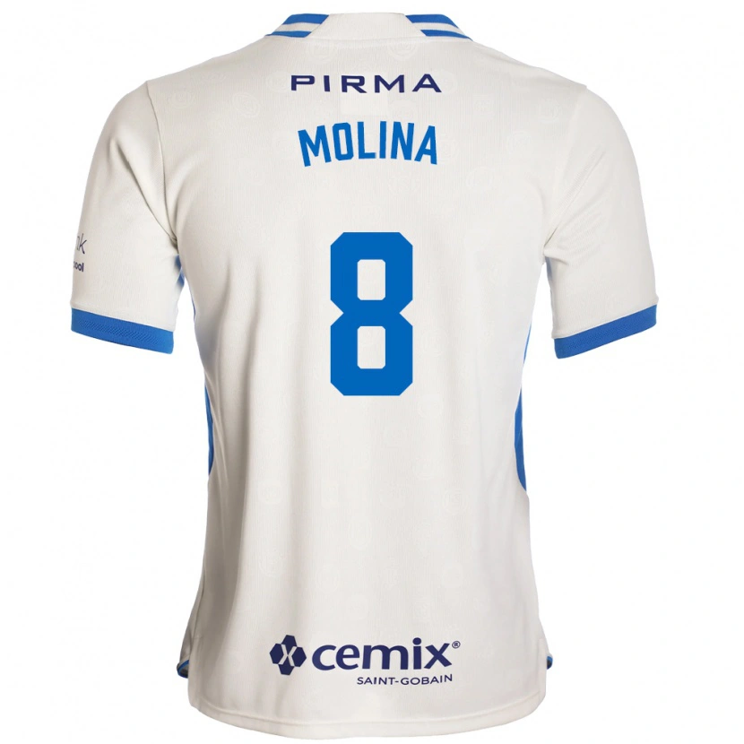 Danxen Uomo Maglia Dalia Molina #8 Bianco Blu Rosso Kit Gara Away 2026/27 Maglietta