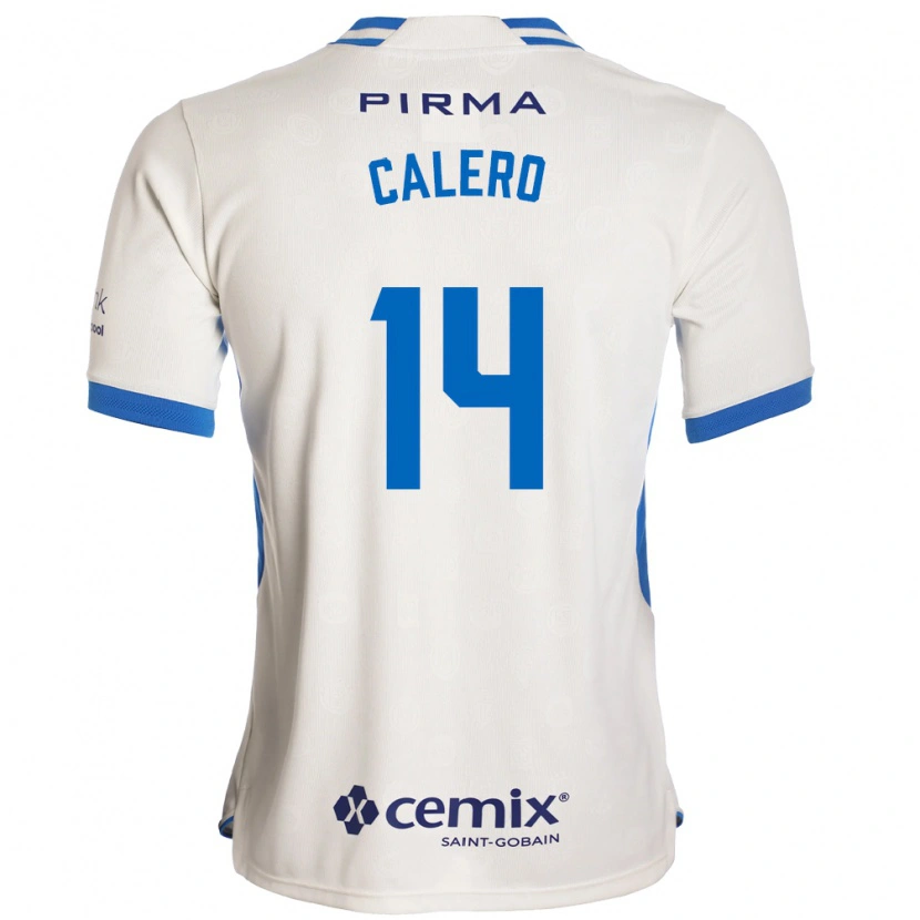 Danxen Uomo Maglia Juan Calero #14 Bianco Blu Rosso Kit Gara Away 2026/27 Maglietta