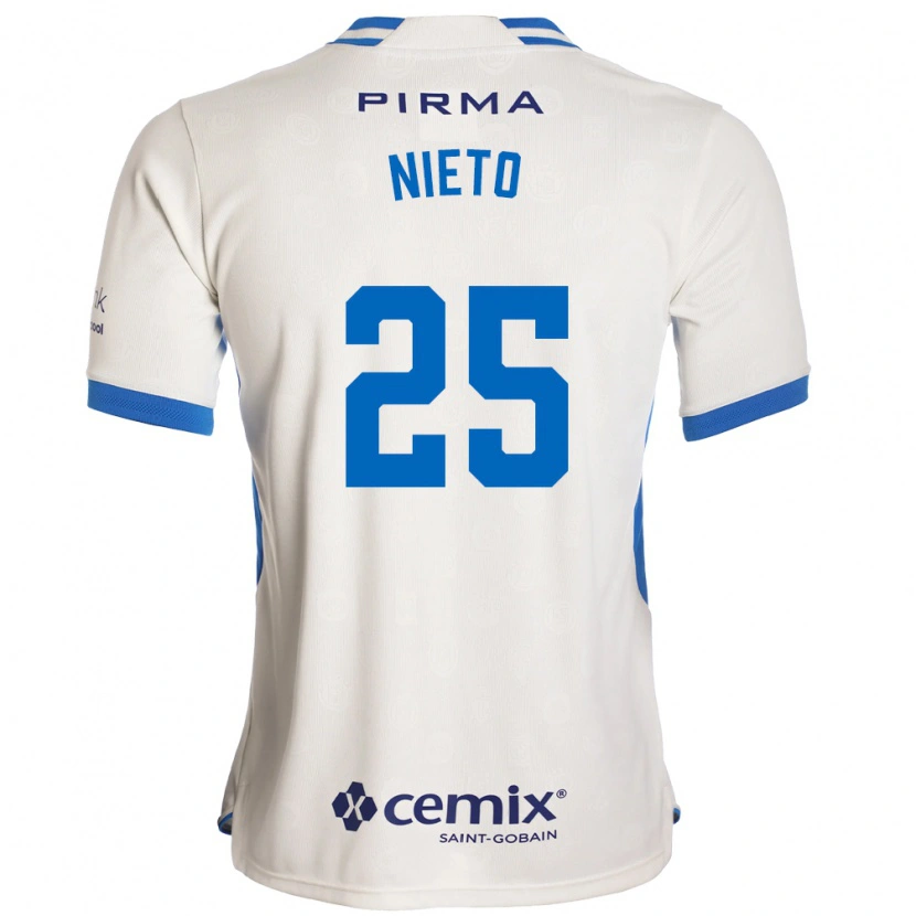 Danxen Uomo Maglia Natsidieli Nieto #25 Bianco Blu Rosso Kit Gara Away 2026/27 Maglietta