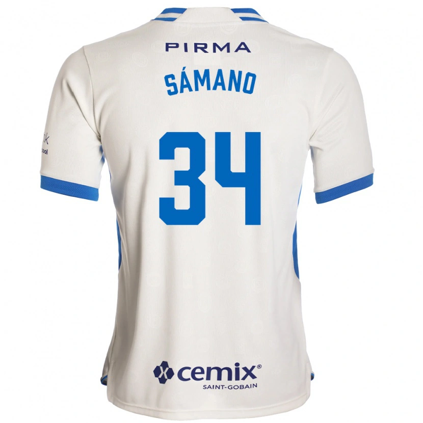 Danxen Uomo Maglia Leonardo Sámano #34 Bianco Blu Rosso Kit Gara Away 2026/27 Maglietta