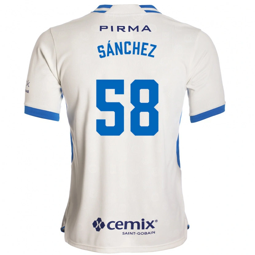 Danxen Uomo Maglia Emmanuel Sánchez #58 Bianco Blu Rosso Kit Gara Away 2026/27 Maglietta