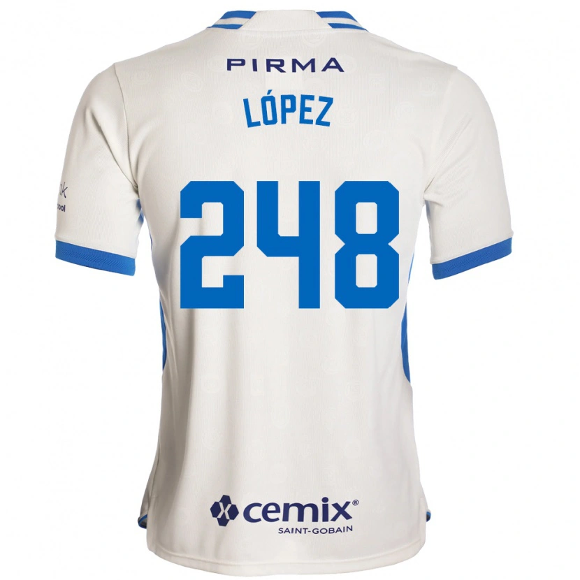 Danxen Uomo Maglia Ernesto López #248 Bianco Blu Rosso Kit Gara Away 2026/27 Maglietta