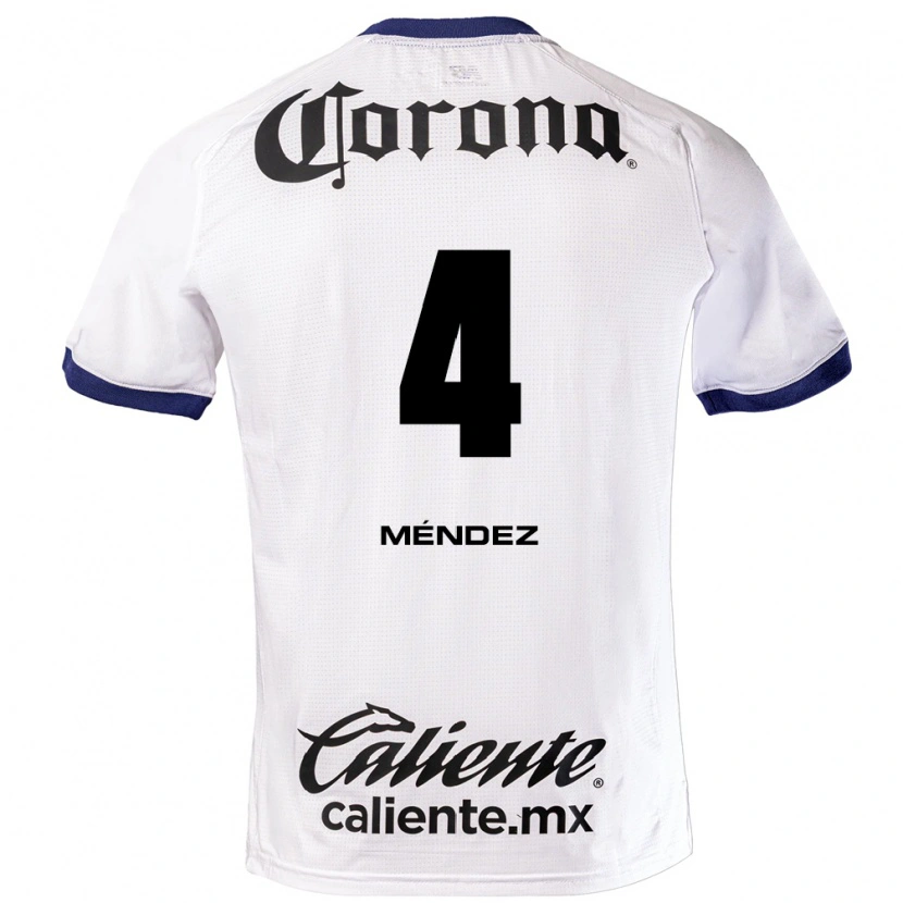 Danxen Uomo Maglia Bruno Méndez #4 Bianco Blu Nero Kit Gara Away 2026/27 Maglietta