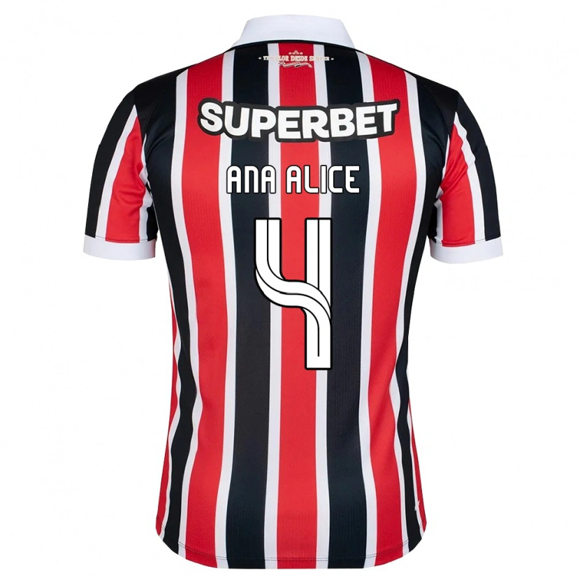 Danxen Uomo Maglia Ana Alice Luciano Da Silva #4 Rosso Bianco Nero Kit Gara Away 2026/27 Maglietta
