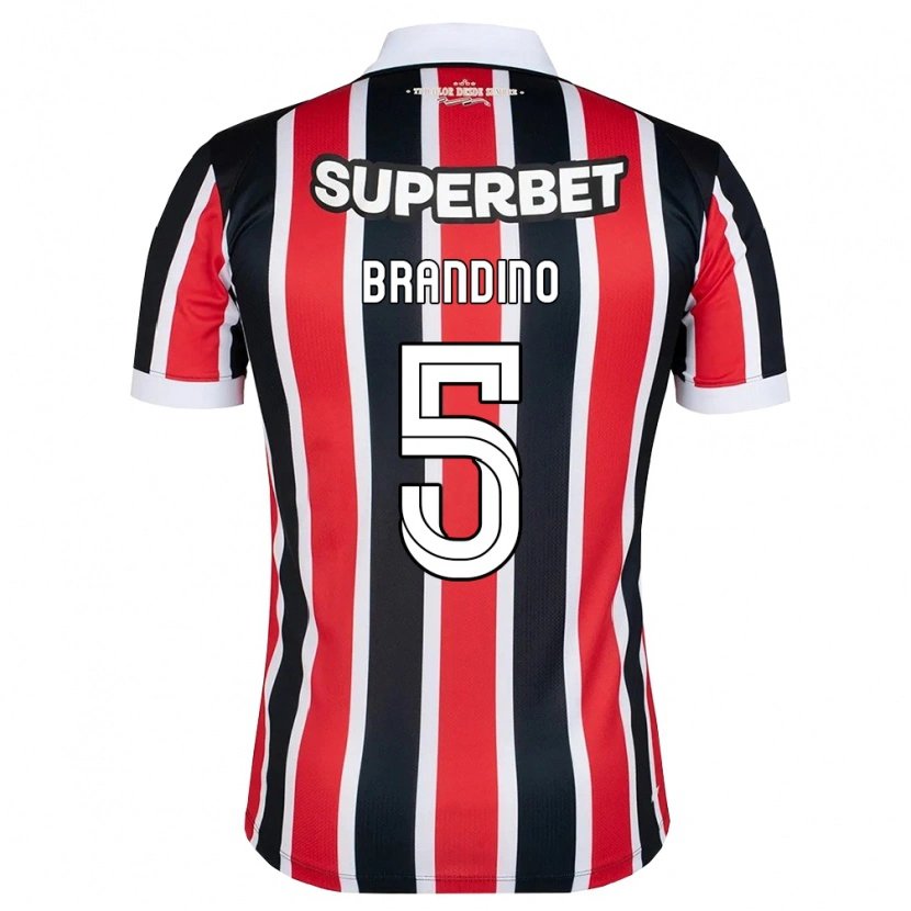 Danxen Uomo Maglia Kika Brandino #5 Rosso Bianco Nero Kit Gara Away 2026/27 Maglietta